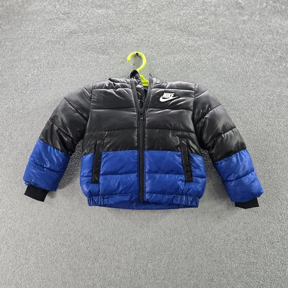 Nike Boys Jacket 2T (1-2‎ YRS 86-92CM) Black Puffer Colorblock Just Do It